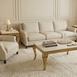 Sofia Cream & Gold Frame Marble Coffee Table