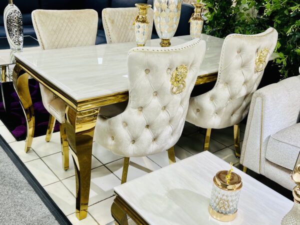 Sofia Cream & Gold Marble Table - All Sizes - Image 3