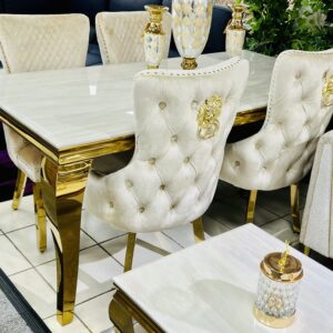 Sofia Cream & Gold Marble Table - All Sizes