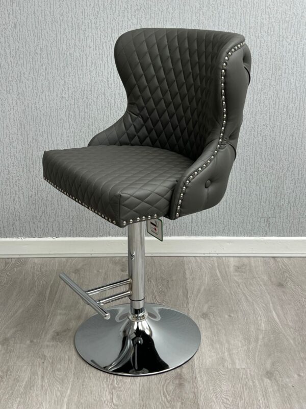 Valentino Hudson Grey PU Bar Stool - Image 2