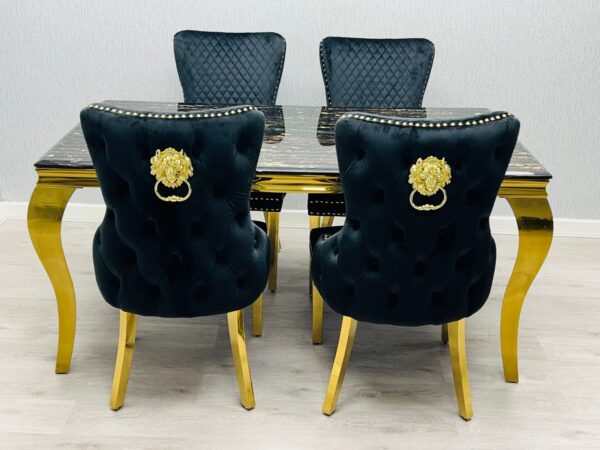 Sofia Black & Gold Dining Table - All Sizes - Image 6