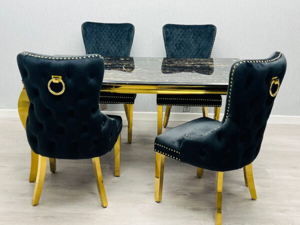 Sofia Black & Gold Dining Table - All Sizes