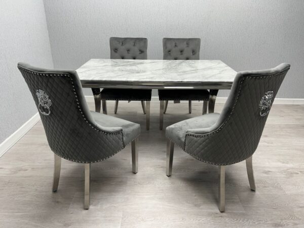 Sofia Grey & Silver Dining Table - All Sizes - Image 5