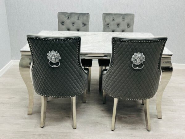 Sofia Grey & Silver Dining Table - All Sizes - Image 7