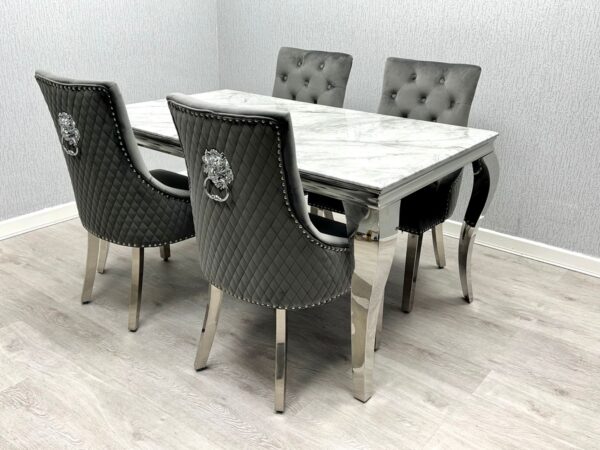 Sofia Grey & Silver Dining Table - All Sizes - Image 9
