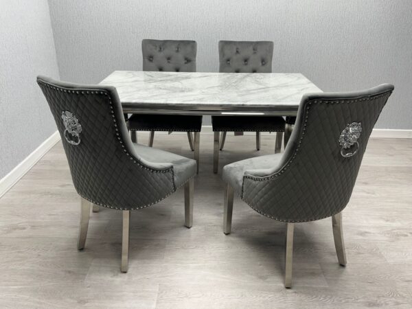 Sofia Grey & Silver Dining Table - All Sizes - Image 8