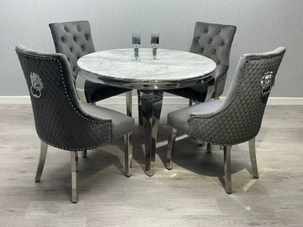 Sofia Grey & Silver Dining Table - All Sizes - Image 3