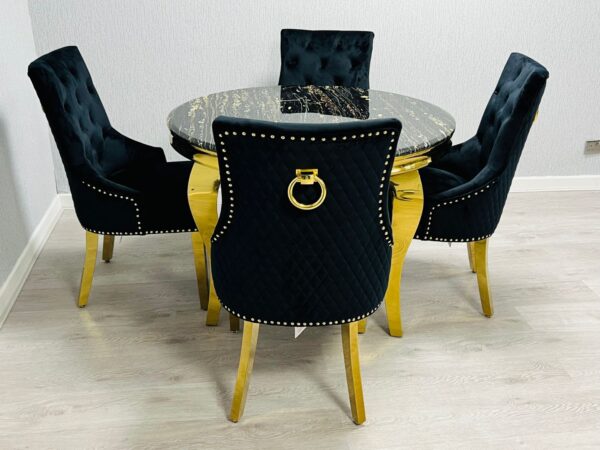 Sofia Black & Gold Dining Table - All Sizes - Image 5