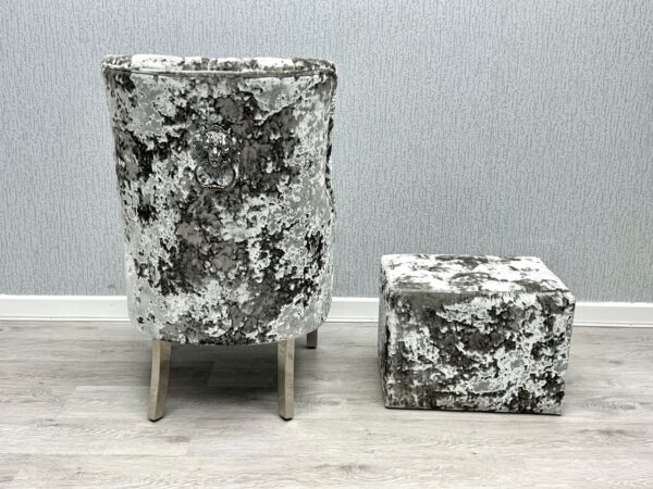 Majestic Silver Crushed Velvet Wing Chair - Image 2