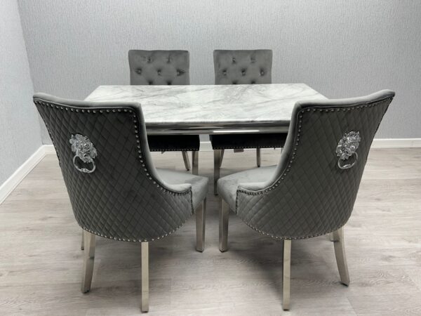 Sofia Grey & Silver Dining Table - All Sizes - Image 2