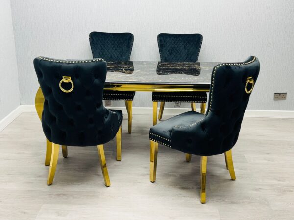 Sofia Black & Gold Dining Table - All Sizes - Image 4