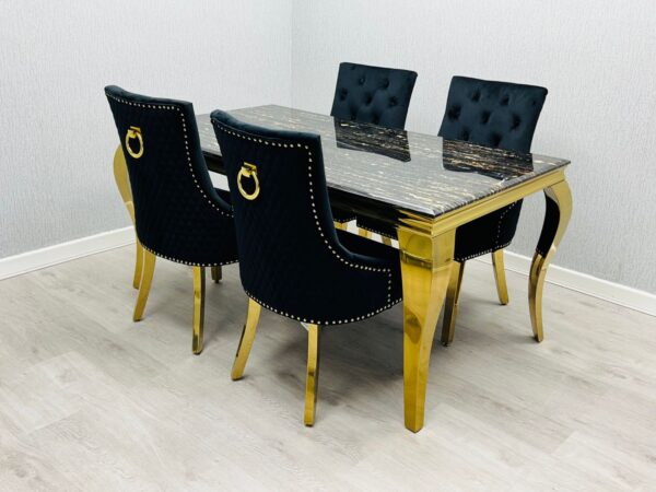Sofia Black & Gold Dining Table - All Sizes - Image 2