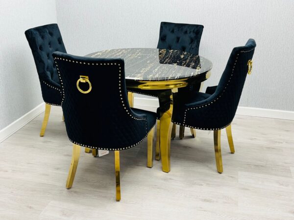 Sofia Black & Gold Dining Table - All Sizes - Image 3