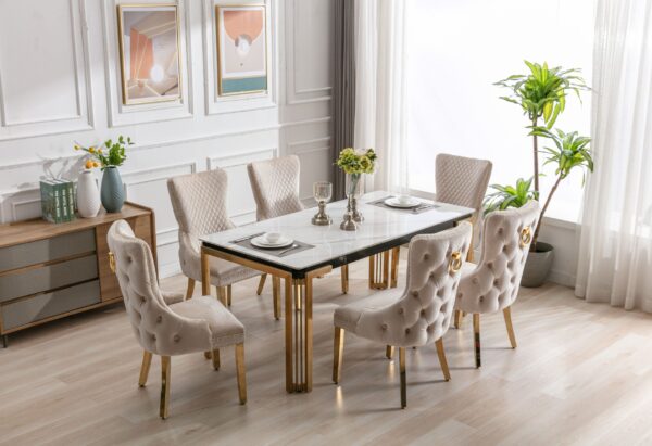 Sorrento Rectangle 150cm Ceramic Gold Table - Image 4