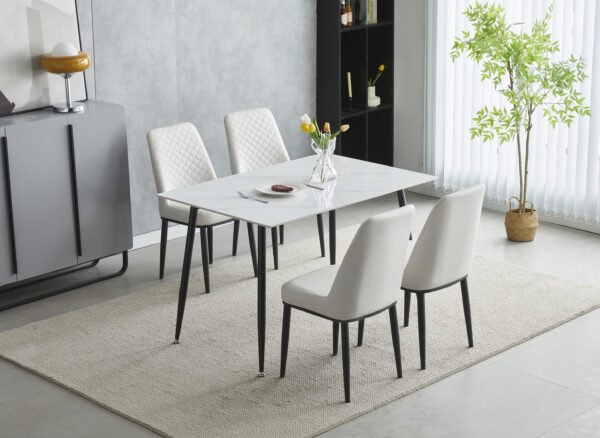 Oxford Ceramic White Dining Table 1.2m & 4 Chairs - Image 4