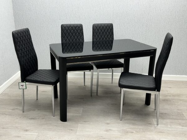 Morano Black Glass Table with California Chairs