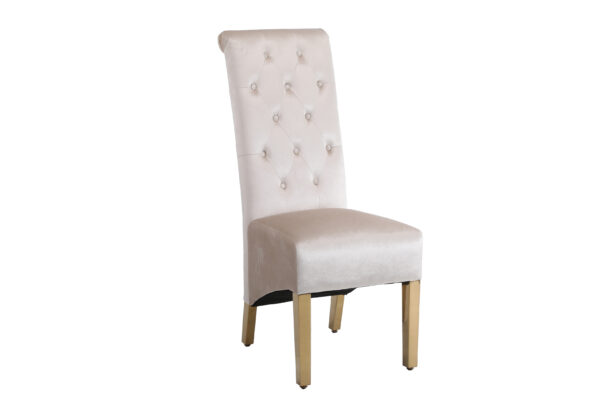 Sofia Cream & Gold Square Knocker Dining Chair - Image 2