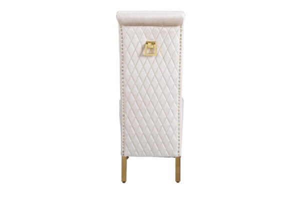 Sofia Cream & Gold Square Knocker Dining Chair - Image 3