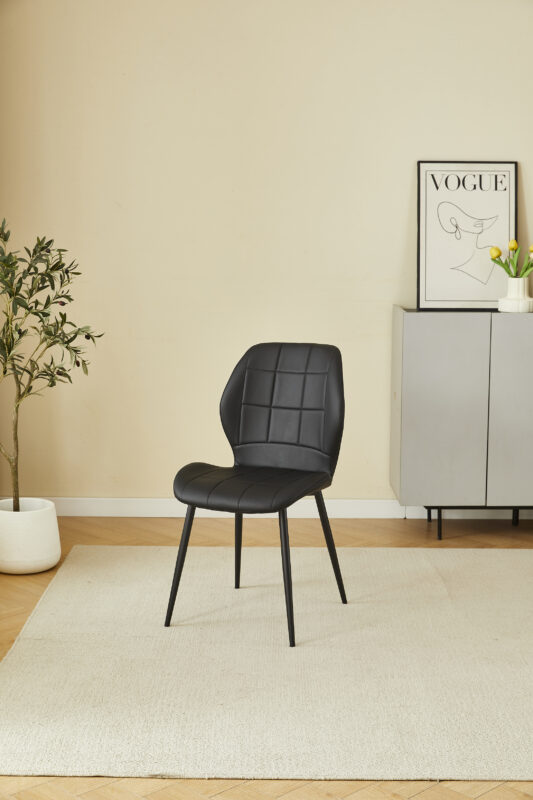Oliver Black PU Leather Effect Dining Chair - ASR Interiors
