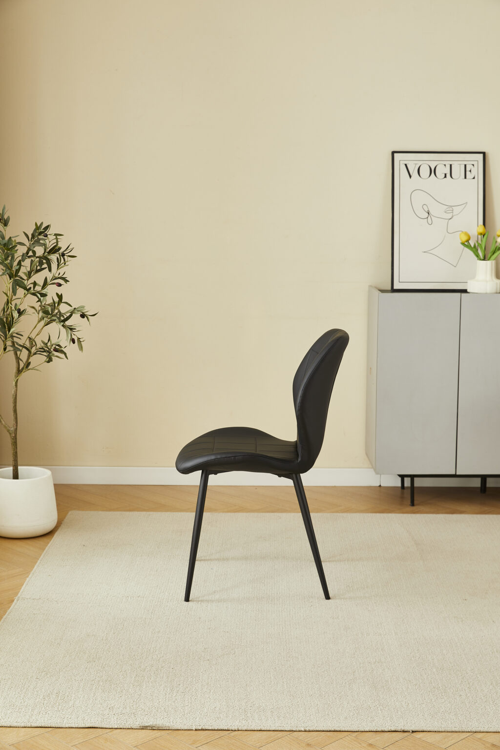 Oliver Black PU Leather Effect Dining Chair - ASR Interiors