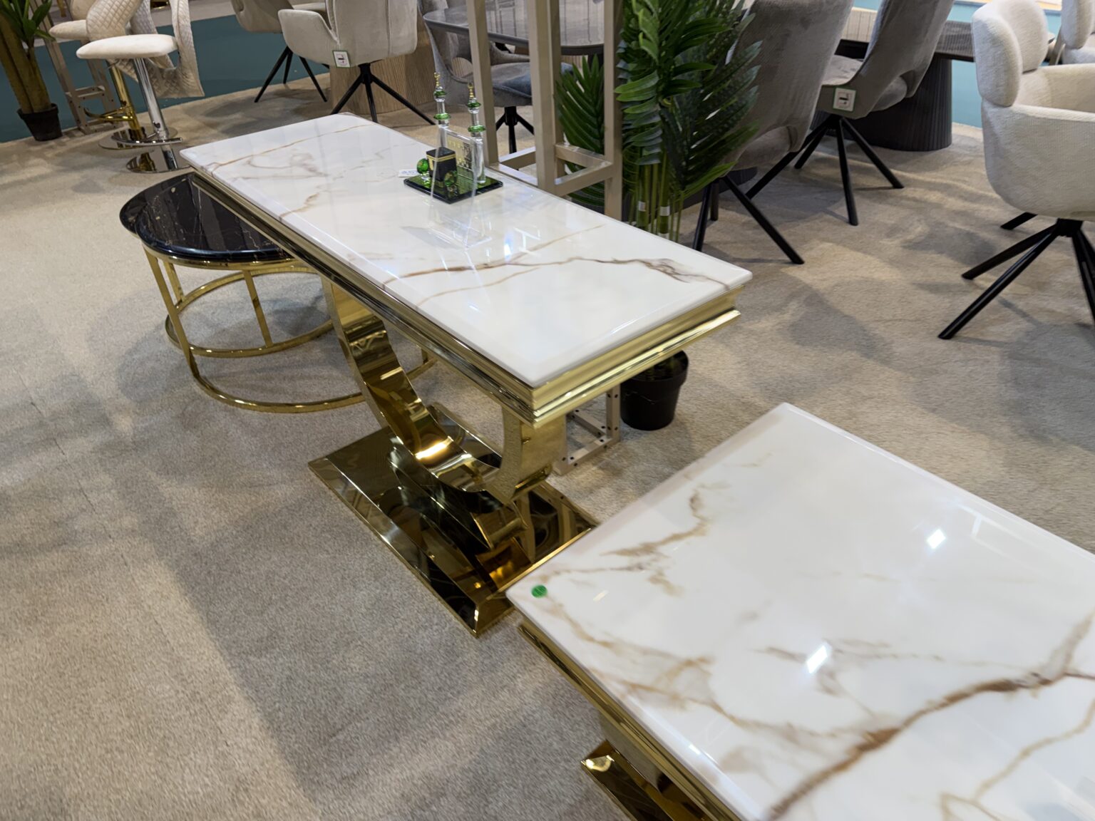 Arianna White and Gold Console Table - ASR Interiors