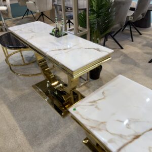 Arianna White and Gold Console Table
