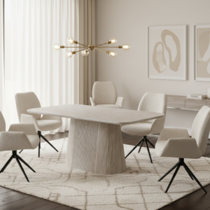 Davos Beige Oval Ceramic Dining Table