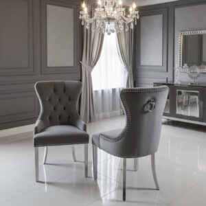 Henley Grey Velvet Knocker Back Chair