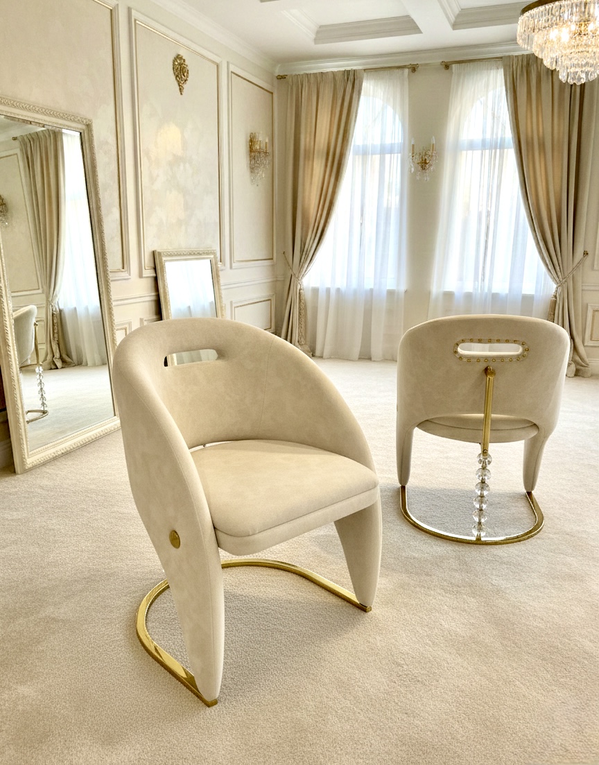 Vegas Cream Gold Dining Chair