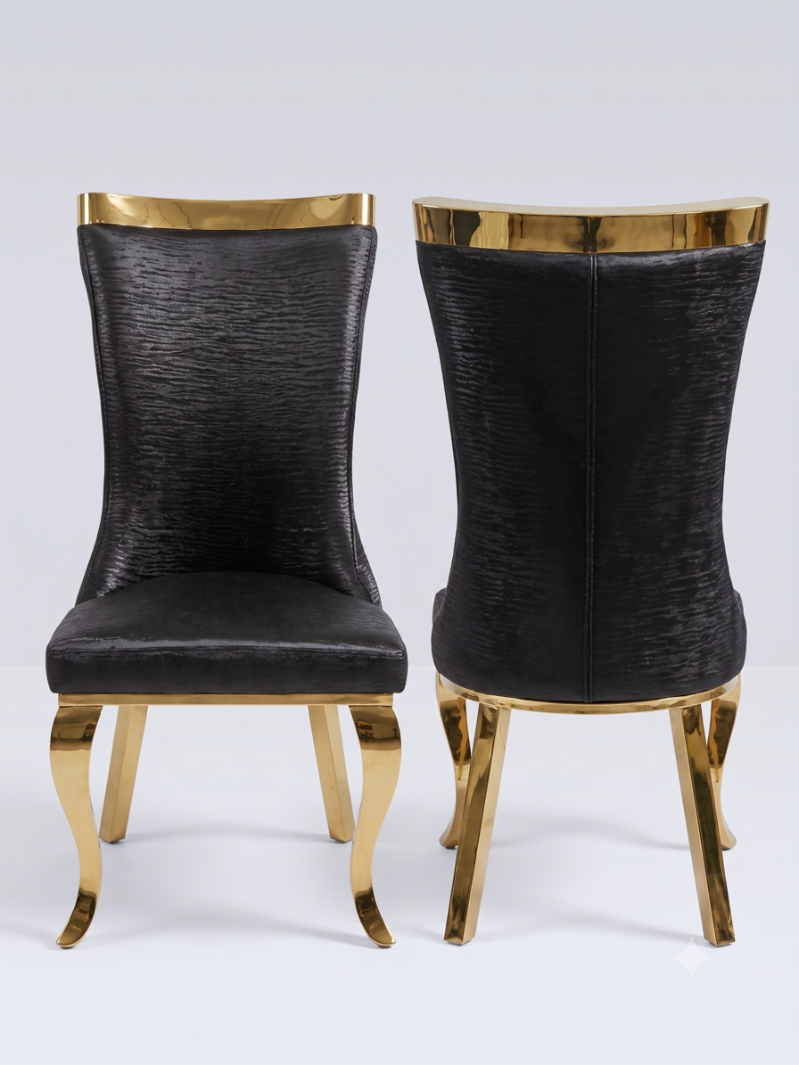 Miami Black & Gold Premium PU Dining Chair