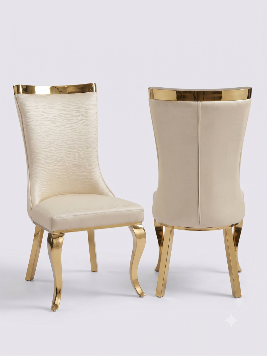 Miami Cream & Gold Premium PU Dining Chair