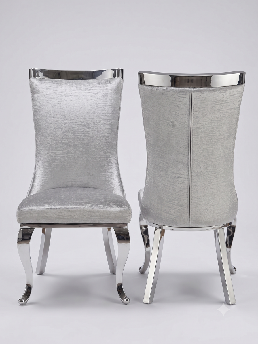 Miami Grey & Chrome Premium PU Dining Chair