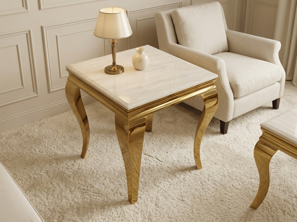 Sofia Lamp Cream & Gold Marble Table
